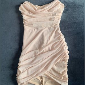 Oh Polly size 6 sand bodycon dress